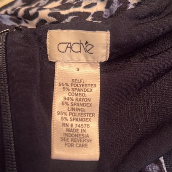 CACHE Stretch Sheath Dress Mini Blue Black Animal Print Sleeveless Size Small - Picture 7 of 7